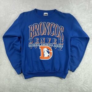 Vintage Denver Broncos Sweatshirt Mens Large Blue NFL Football Tultex USA 90s